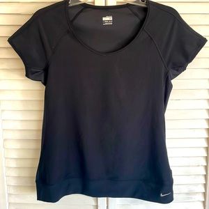 NIKE Black Running “Fit Dry”Short sleeve Scoop Neck T-Shirt, Size Medium